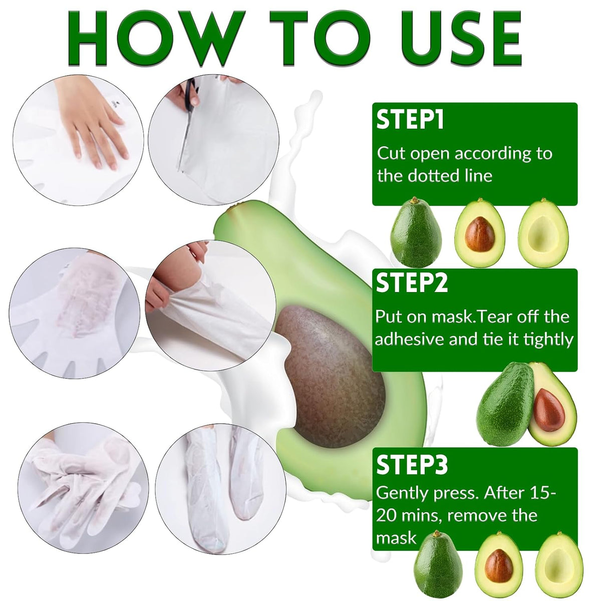 Elitzia Hand & Foot Mask Avocado & Honey Almond 10 Packs Moisturizing