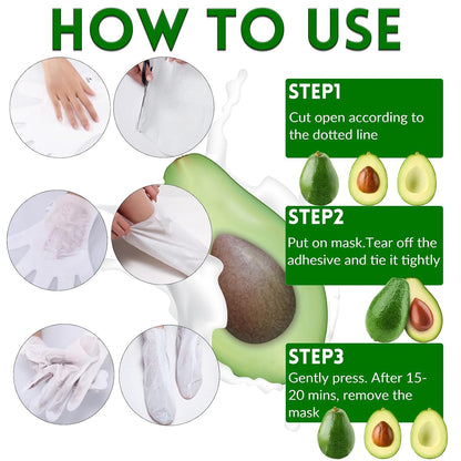 Elitzia Hand & Foot Mask Avocado & Honey Almond 10 Packs Moisturizing