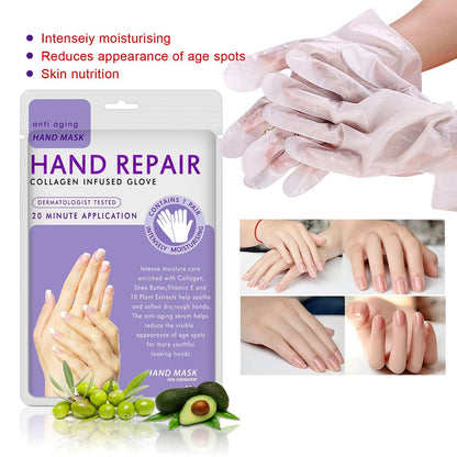 AIQIUSHA 4 Pack Hands Moisturizing Gloves, Hand Spa Mask Infused Collagen, Serum + Vitamins + Natural Plant Extracts for Dry, Cracked Hands, Moisturizer Hands Mask, Repair Rough Skin for Women&Men