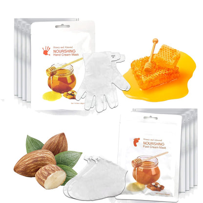 Elitzia Hand & Foot Mask Avocado & Honey Almond 10 Packs Moisturizing