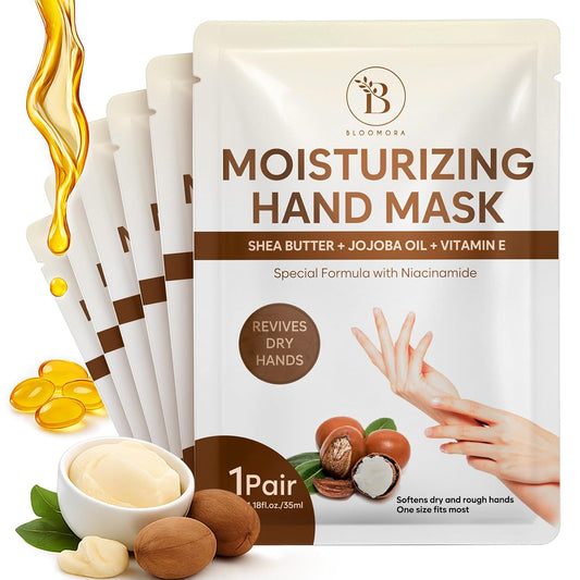 Hand Mask Gloves for Dry Chapped Hands with Shea Butter, Jojoba Oil