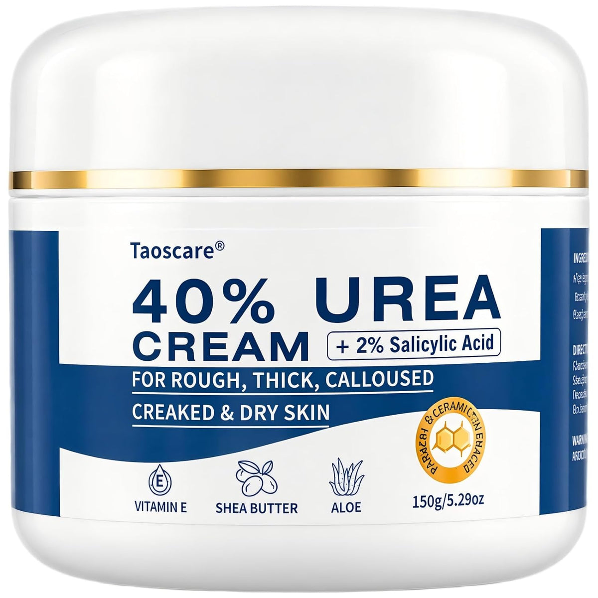 40% Urea Cream with 2% Salicylic Acid, Maximum Strength Foot Hand Cream, Intensive Repair Moisturizer for Dry Cracked Heels Knees Elbows, Exfoliating Callus Remover for Rough Thick Skin