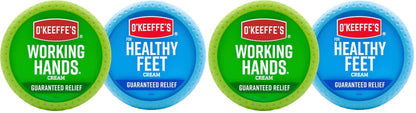 O'Keeffe's Working Hands Hand Cream (3.4 oz Jar) and Healthy Feet Foot Cream (3.2 oz Jar) - Repairing Skincare for Extremely Dry, Cracked Hands and Feet, Travel Size
