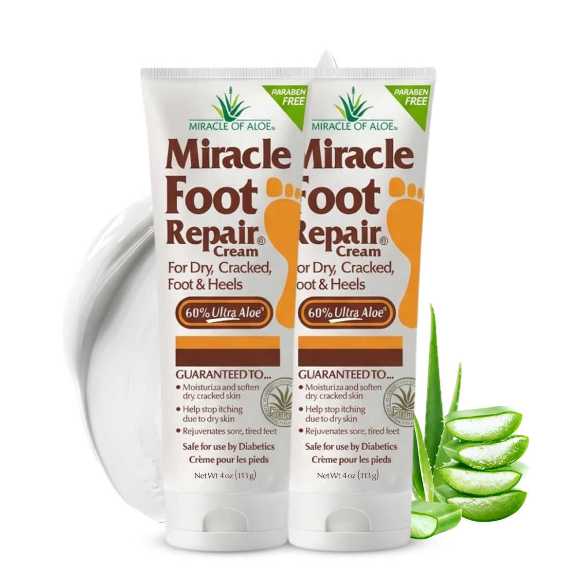 Miracle of Aloe - 8oz Foot Repair Cream + 1oz Hand Repair Cream