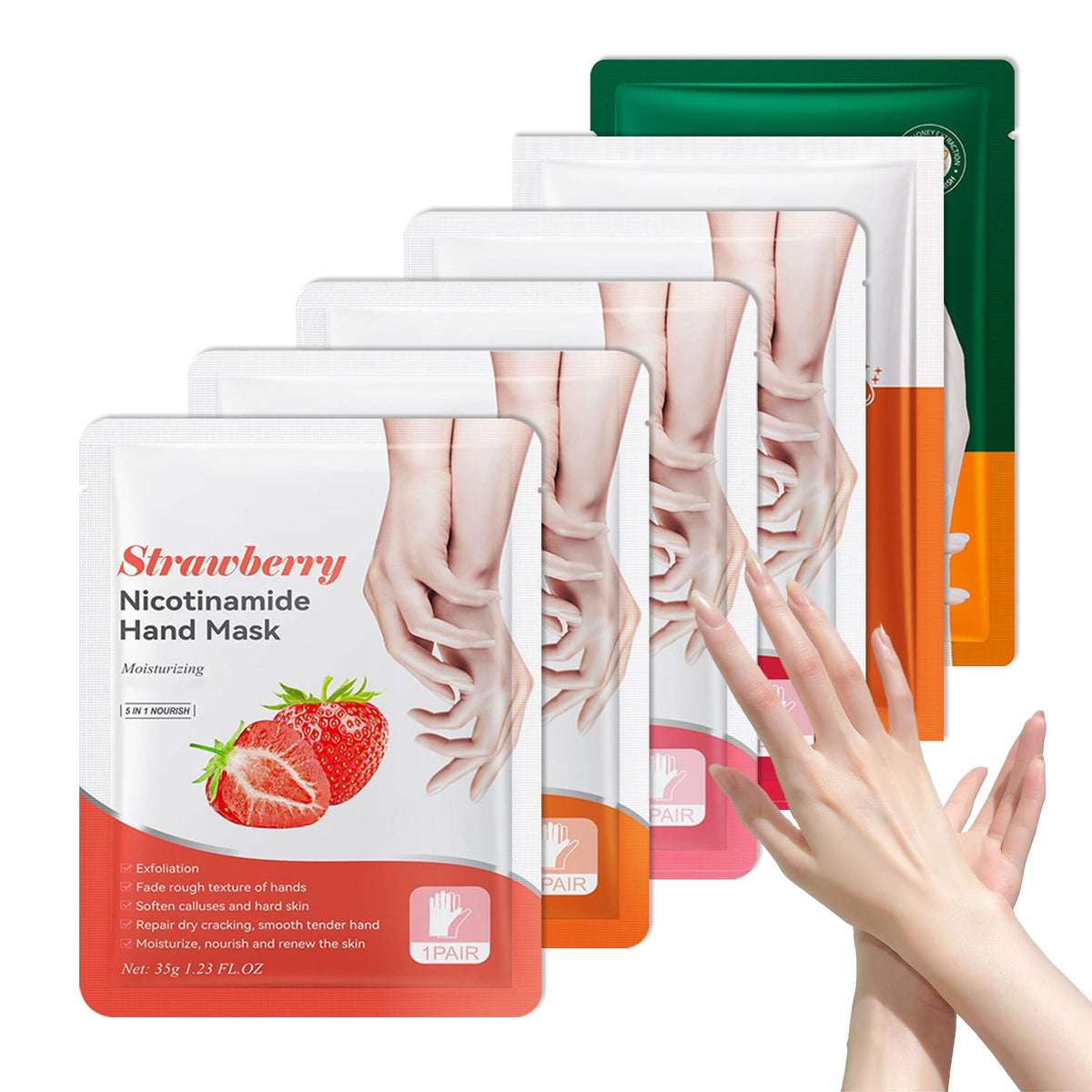 6 Pairs Hand Masks Moisturizing Gloves, Hydrating Hand Mask Moisturizer Gloves Care for Dry Cracked Hands, Smooth Long Lasting Soft Firming Hand Mask Gift Set for Men Women（A)
