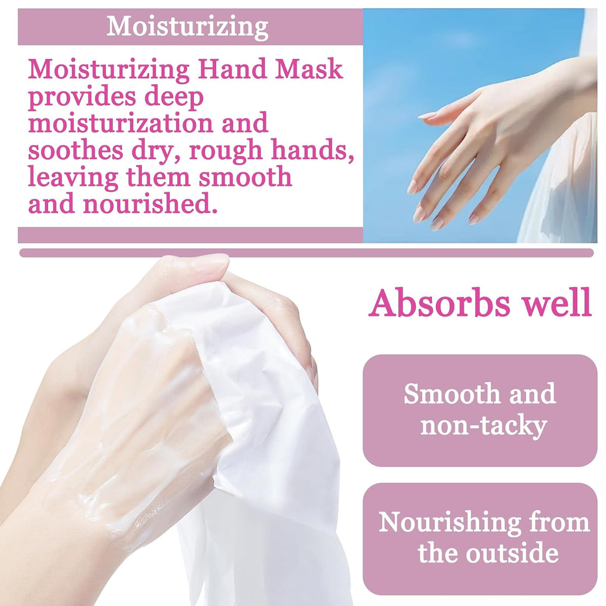 Hydrating Hand Masks, 6PCS Hand Mask Moisturizing Gloves for Men Women, Smooth Long Lasting Soft Exfoliating Hand Peeling Spa Mask Moisturizer Beauty Gift Set for Dry Cracked Rough Dull Hands（A)