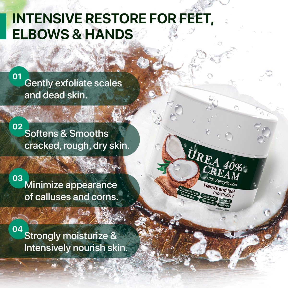 Urea 40% Cream with 2% Salicylic Acid – Intense Moisturizer - 5.29 Oz