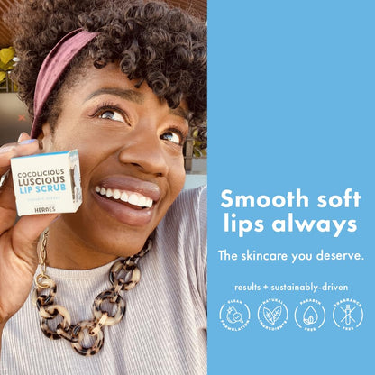 Handmade Heroes 100% Natural Lip Scrub, Vegan Conditioning Coconut Lip Exfoliator - Gentle Exfoliant, Ultra Sexy Sugar Lip Mask Polish and Scrubber for Chapped Dry and Dark Lips, 1oz (Coconut Sorbet)