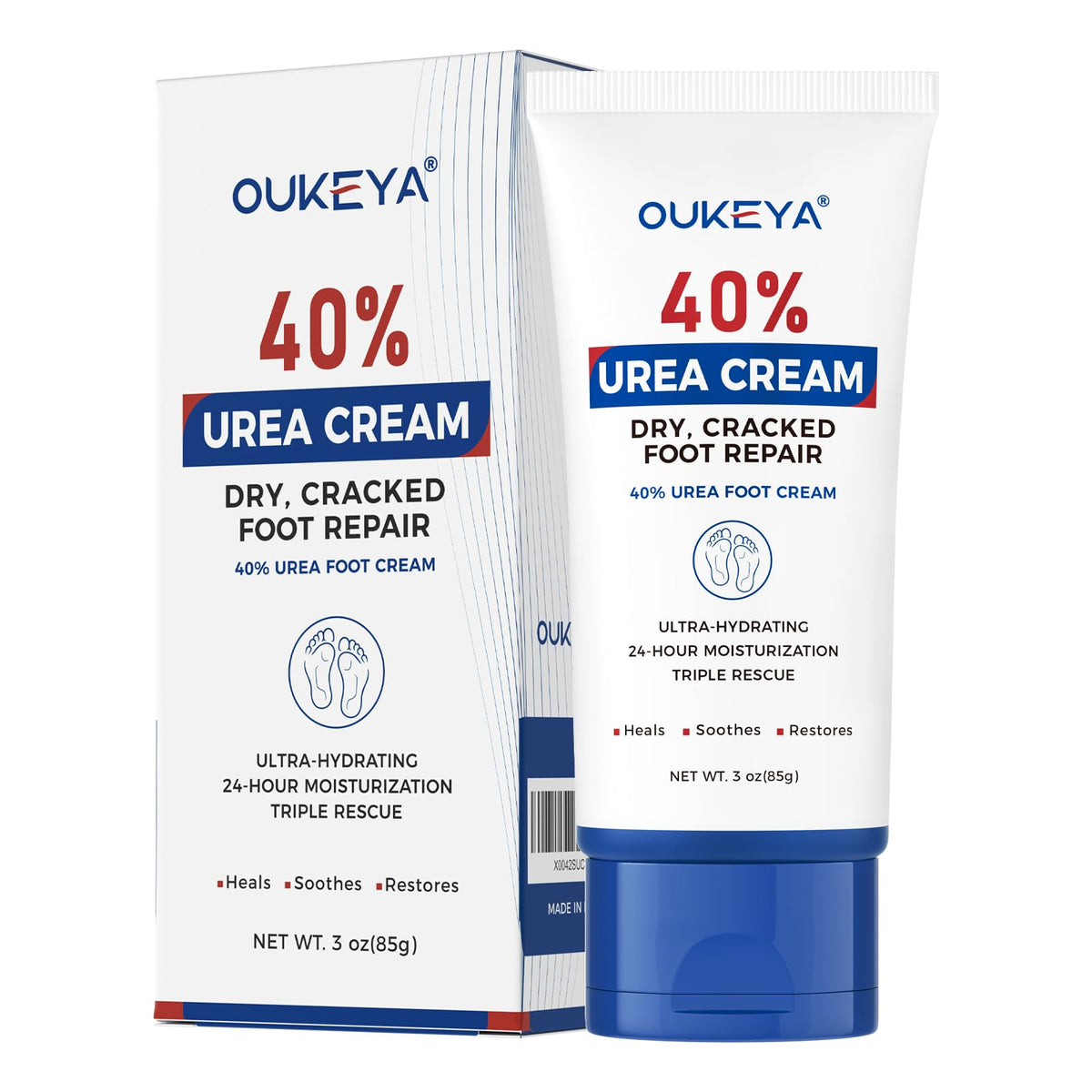 OUKEYA Urea Cream 40%, Foot & Hand Lotion for Dry Cracked Rough Skin