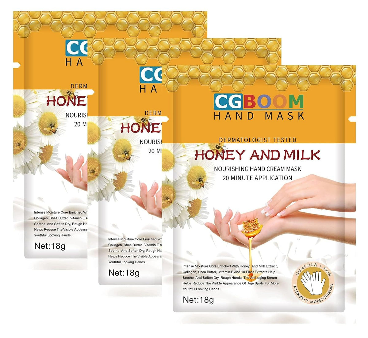 3 Pcs Moisturizing Hand Masks,Relieve Soften Dry,Overworked,Aging Skin HM