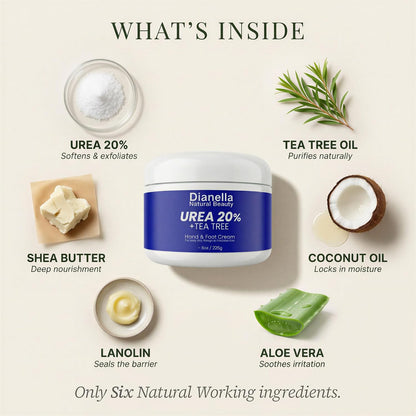 Dianella Urea 20% Foot & Hand Cream, 8 Oz Value Size for Cracked Heels