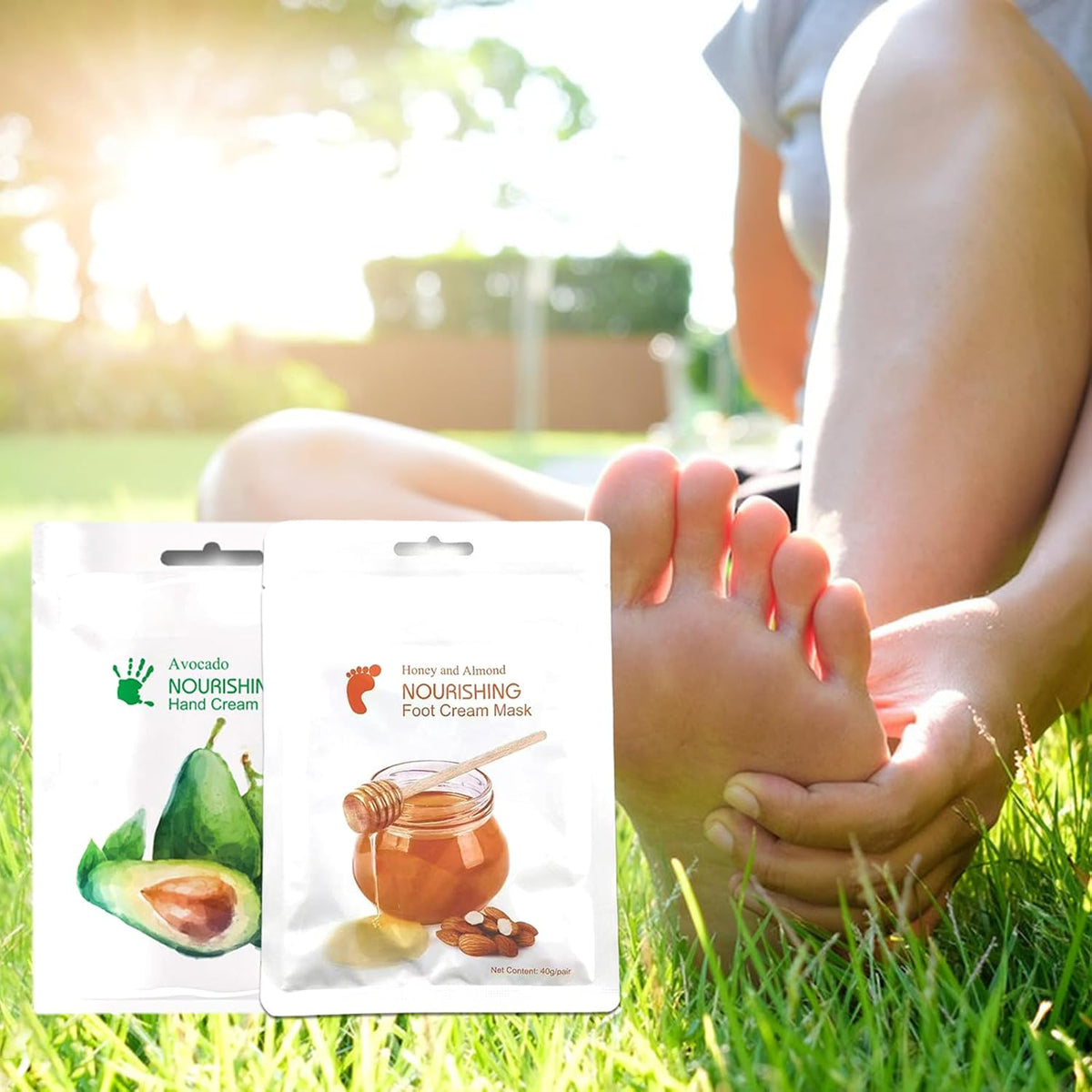 Elitzia Hand & Foot Mask Avocado & Honey Almond 10 Packs Moisturizing