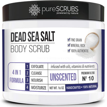 pureSCRUBS Premium Coconut Body Scrub Set, Exfoliating Dead Sea Salt Scrub