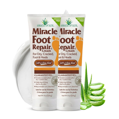 Miracle of Aloe - 8oz Foot Repair Cream + 1oz Hand Repair Cream