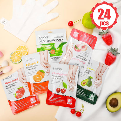 24 Pcs Fruits Beauty Hand Mask Bulk for Women Girl Sister