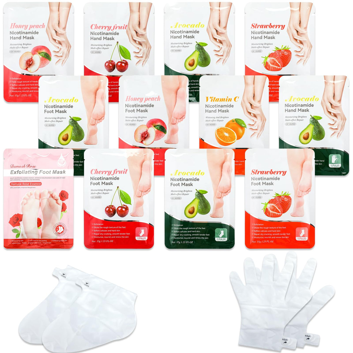 48 Pcs Fruits Beauty Hand Foot Mask Bulk for Women Girl Sister