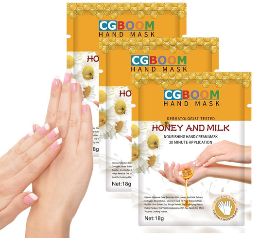 Hand Mask Moisturizing Glove 3 pack, Hand Peel Mask Exfoliating Gloves, Hand Repair Glove for Dry Hands Treatment, Remove Dead Skin, Rough Skin, Honey Milk