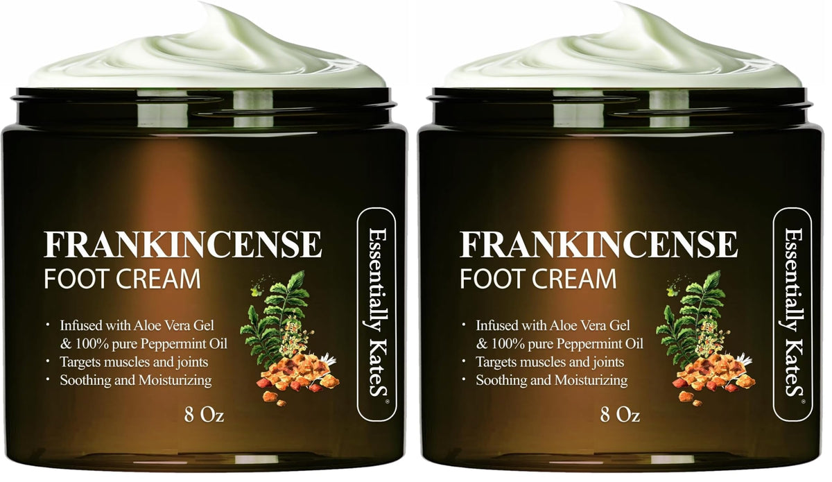 Essentially KateS Peppermint + Eucalyptus Cooling Foot Cream 8 Fl Oz – Relieves Dry, Cracked, Tired Feet – Deep Hydration with Ceramides – Non-Greasy Formula