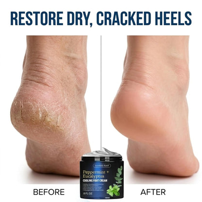 Essentially KateS Peppermint + Eucalyptus Cooling Foot Cream 8 Fl Oz – Relieves Dry, Cracked, Tired Feet – Deep Hydration with Ceramides – Non-Greasy Formula