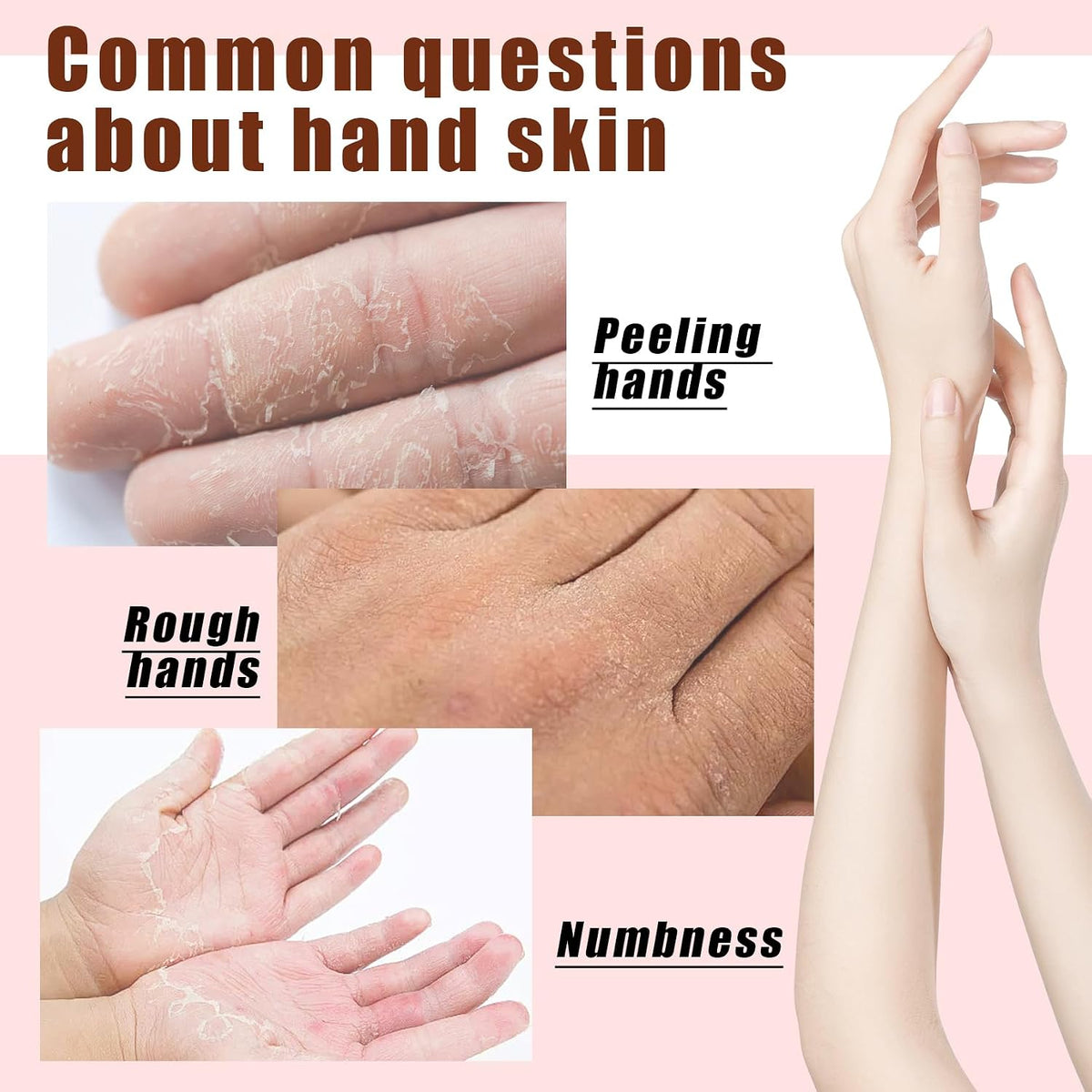 6 Pairs Hand Mask for Dry Cracked Hands,Nourishing Moisturizing Gloves,Hands Moisturizer for Deep Moisturizing,Silky Smooth Moisturizing Gloves,Hand Care Mask Set(A)