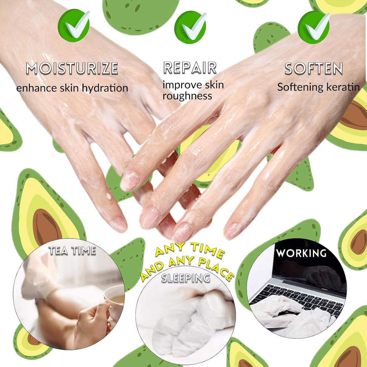 Elitzia Hand & Foot Mask Avocado & Honey Almond 10 Packs Moisturizing