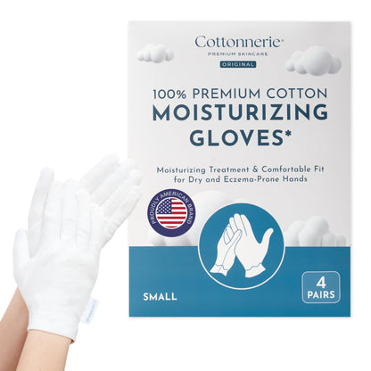 4 Pairs Cottonnerie Basics Cotton Gloves for Dry Hands Sleeping, Moisturizing Gloves Overnight, Hand Moisturizer Gloves, Moisture Gloves for Dry Hands Overnight, Sleeping Gloves, Medium