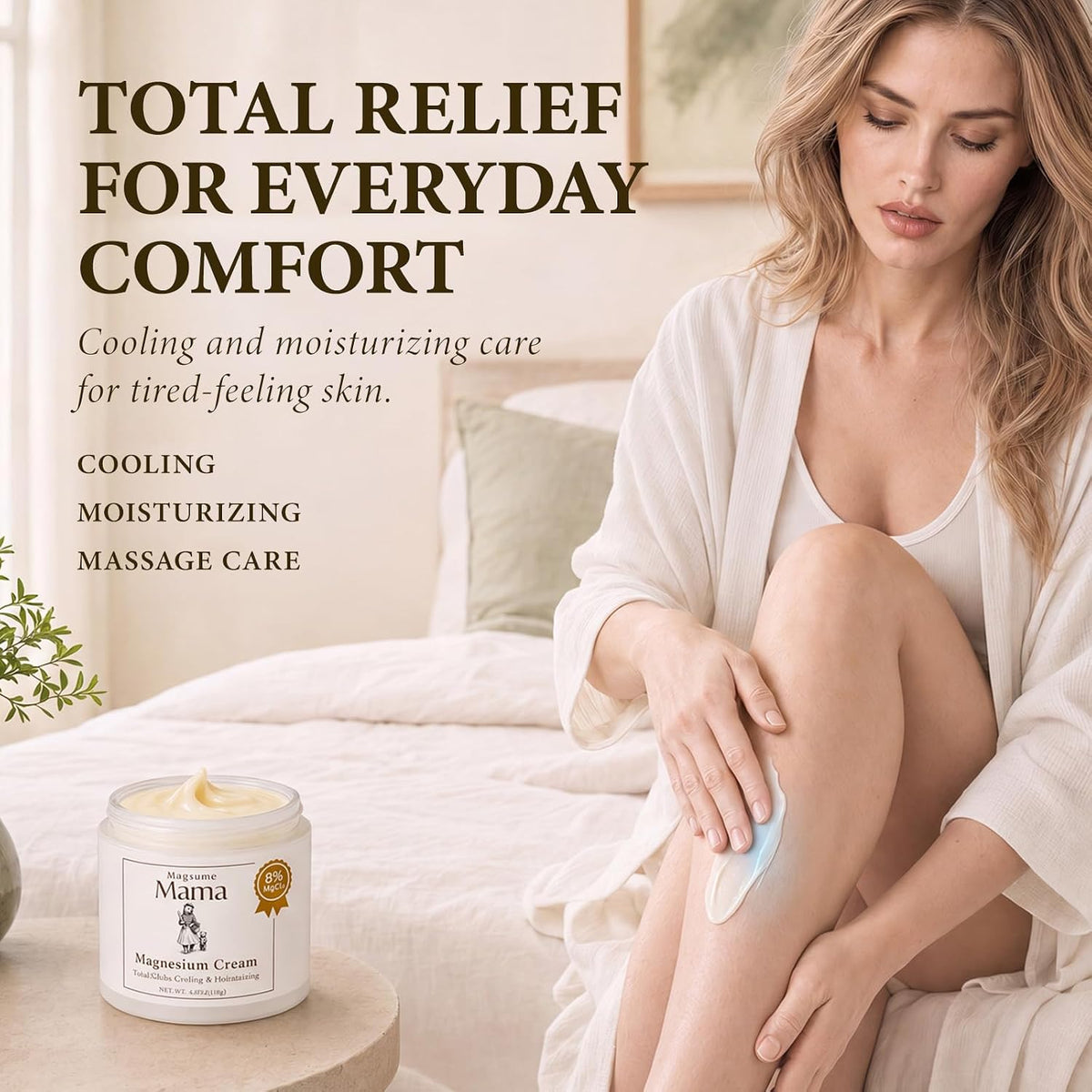 Mama-Bear Nerve Cream: Magnesium Lotion for Pain Relief with Arnica and MSM for Women and Men on Muscles Joints Feet Hands Legs - Fast Absorbing Non-Greasy 4 Oz