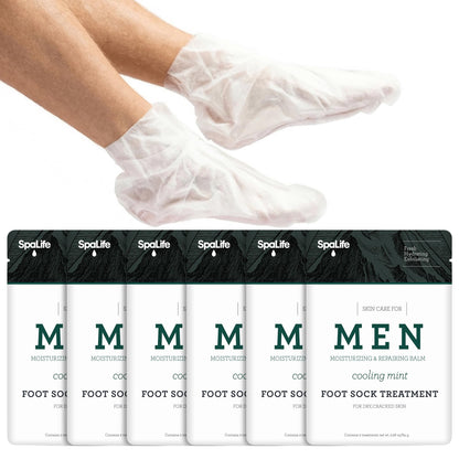 SpaLife Men's Cooling Mint Hand Moisturizing Gloves for Working Hands | Revitalizing & Hydrating Hand Mask for Softening Dry, Cracked Skin | One Size Fits Most | 6 Pairs