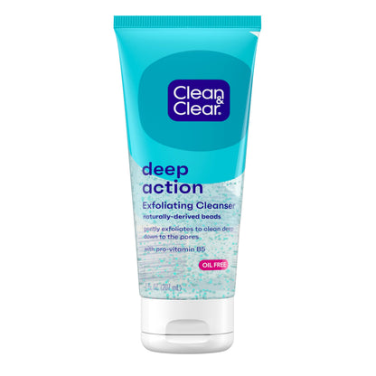 Clean & Clear Oil-Free Deep Action Exfoliating Facial Cleanser, 7 fl oz