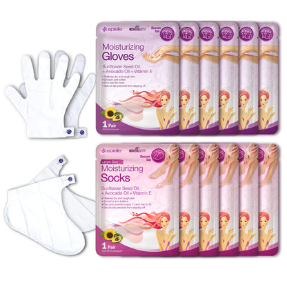 Epielle Hydrating Hand Mask 6 Pairs, Relieve and Soften with Shea Butter & Jojoba Oil, Deep Moisturizing Gloves for Dry, Cracked Hands, Self Care Gifts for Women, Spa Kit
