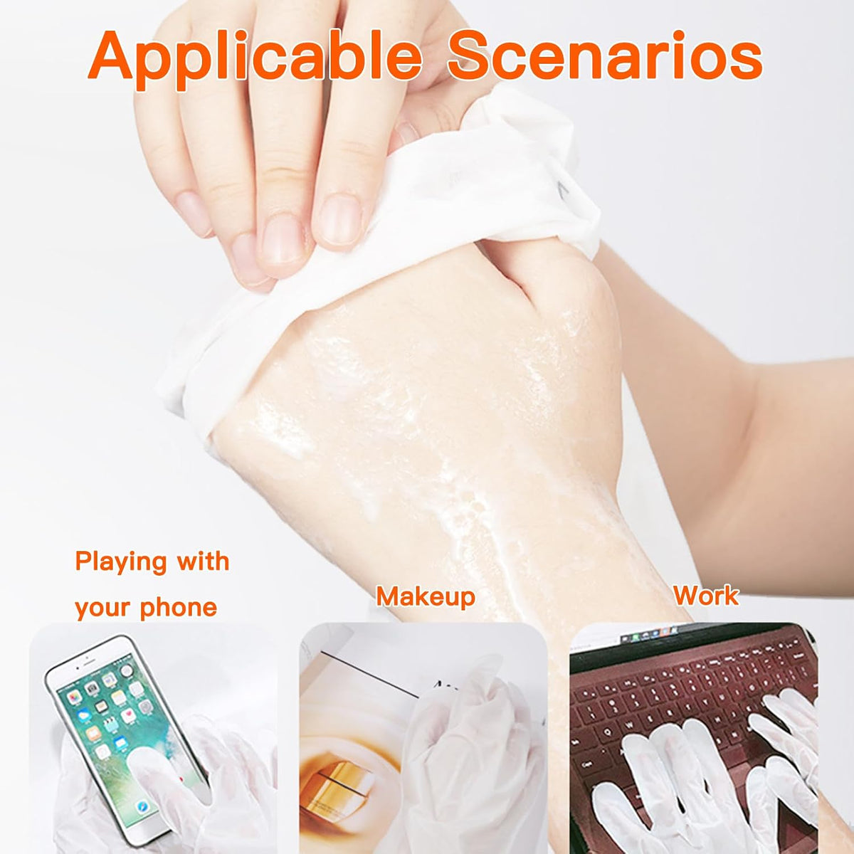 3 Pairs Moisturizing Hand Mask with Avocado and Shea Butter Oil effectively soothes and repairs dry, rough hands. Natural plant-based gloves suitable for both men and women.