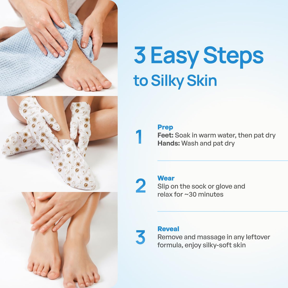 PLANTIFIQUE Korean Foot & Hand Mask Set for Dry Skin, 2 Pairs Each