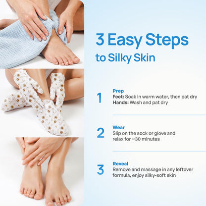 PLANTIFIQUE Korean Foot & Hand Mask Set for Dry Skin, 2 Pairs Each
