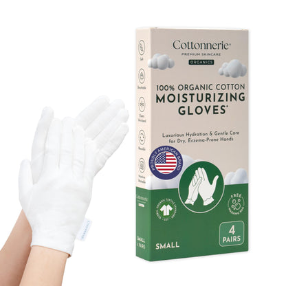 4 Pairs Cottonnerie Basics Cotton Gloves for Dry Hands Sleeping, Moisturizing Gloves Overnight, Hand Moisturizer Gloves, Moisture Gloves for Dry Hands Overnight, Sleeping Gloves, Medium