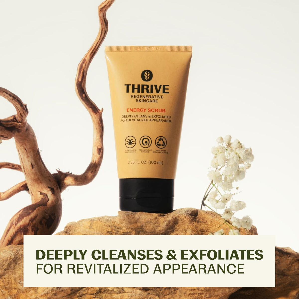 Thrive Natural Care Face Scrub - Gentle Exfoliating Face Wash Provides Deep Cleanse, Improves Skin Texture, Unclogs Pores - Vegan, Oil Free Exfoliator