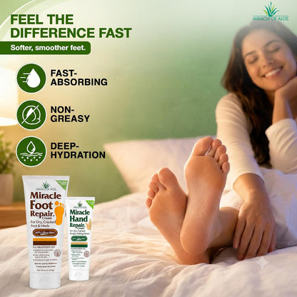 Miracle of Aloe - 8oz Foot Repair Cream + 1oz Hand Repair Cream