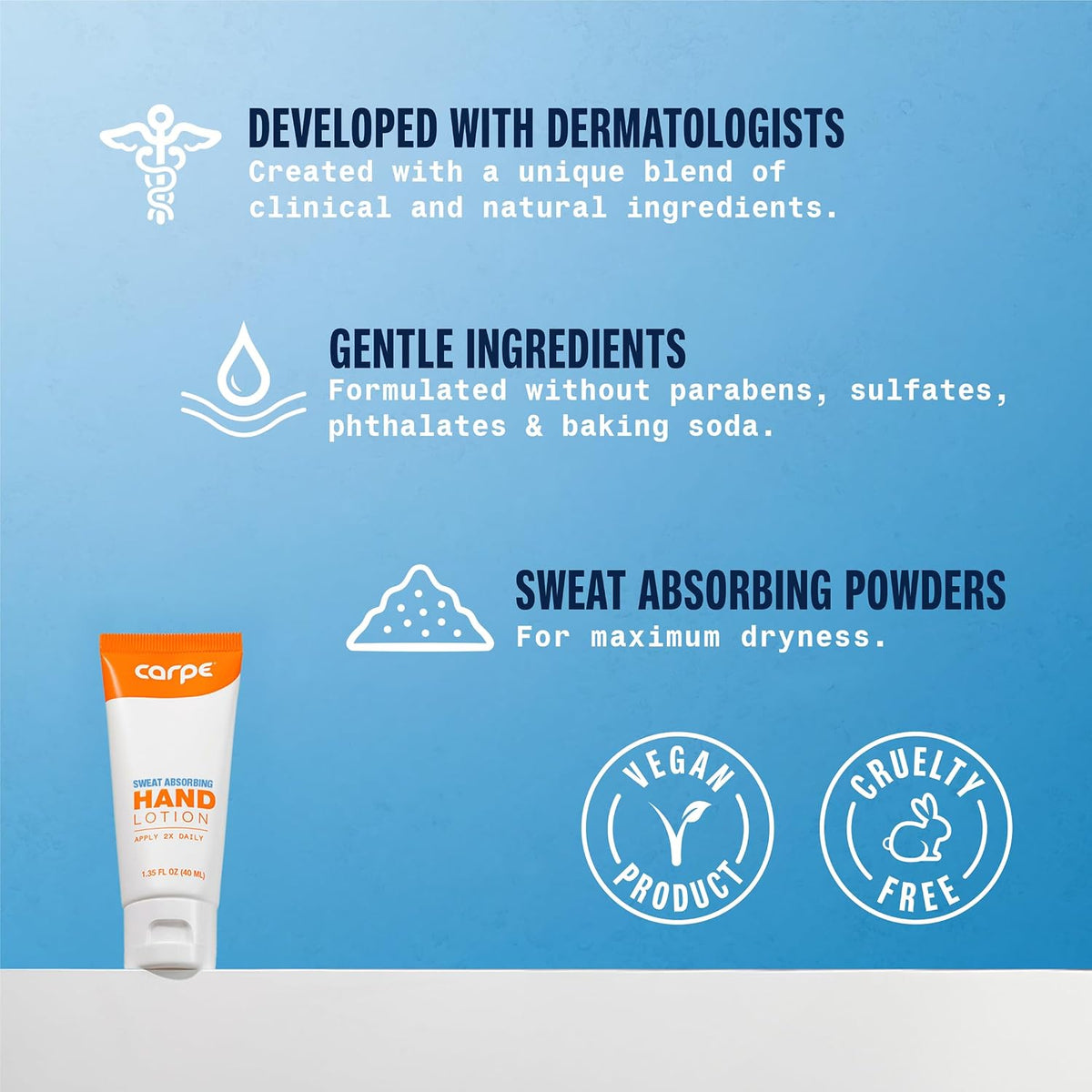 Carpe Sweat Absorbing Hand Lotion, Eucalyptus - Fights Hand Sweat