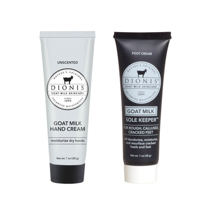 Dionis Goat Milk Hand Cream & Sole Keeper Foot Cream, Unscented, 1 oz Each
