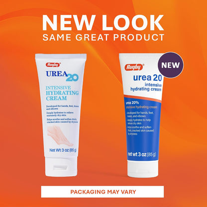 Rugby Urea 20% Intensive Hydrating Cream - Urea Cream for Feet, Hands, Knees, and Elbows - 3 Oz (1 Pack)