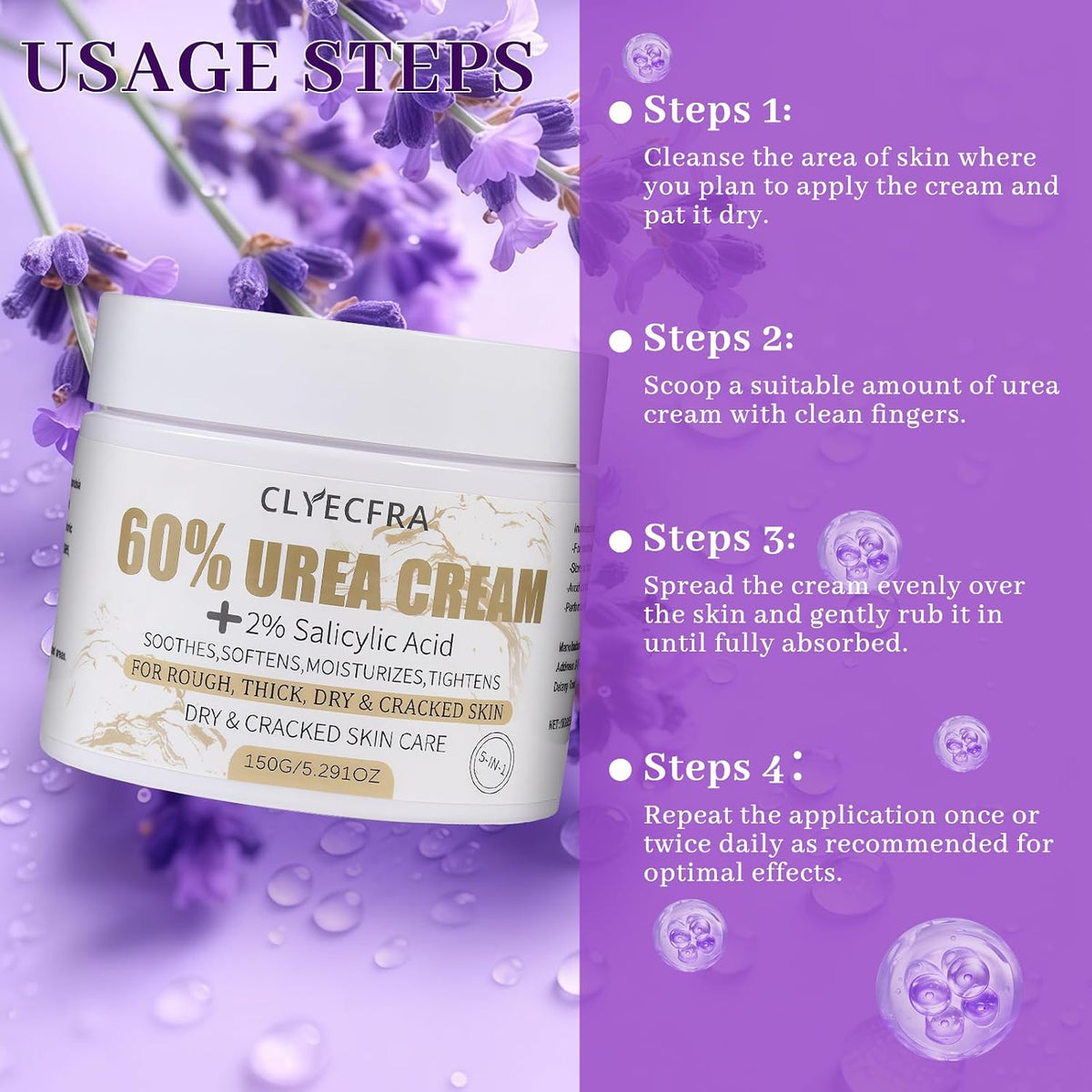 5-in-1 60% Urea Cream for Feet & 2% Salicylic Acid for Deep Hydration-150g
