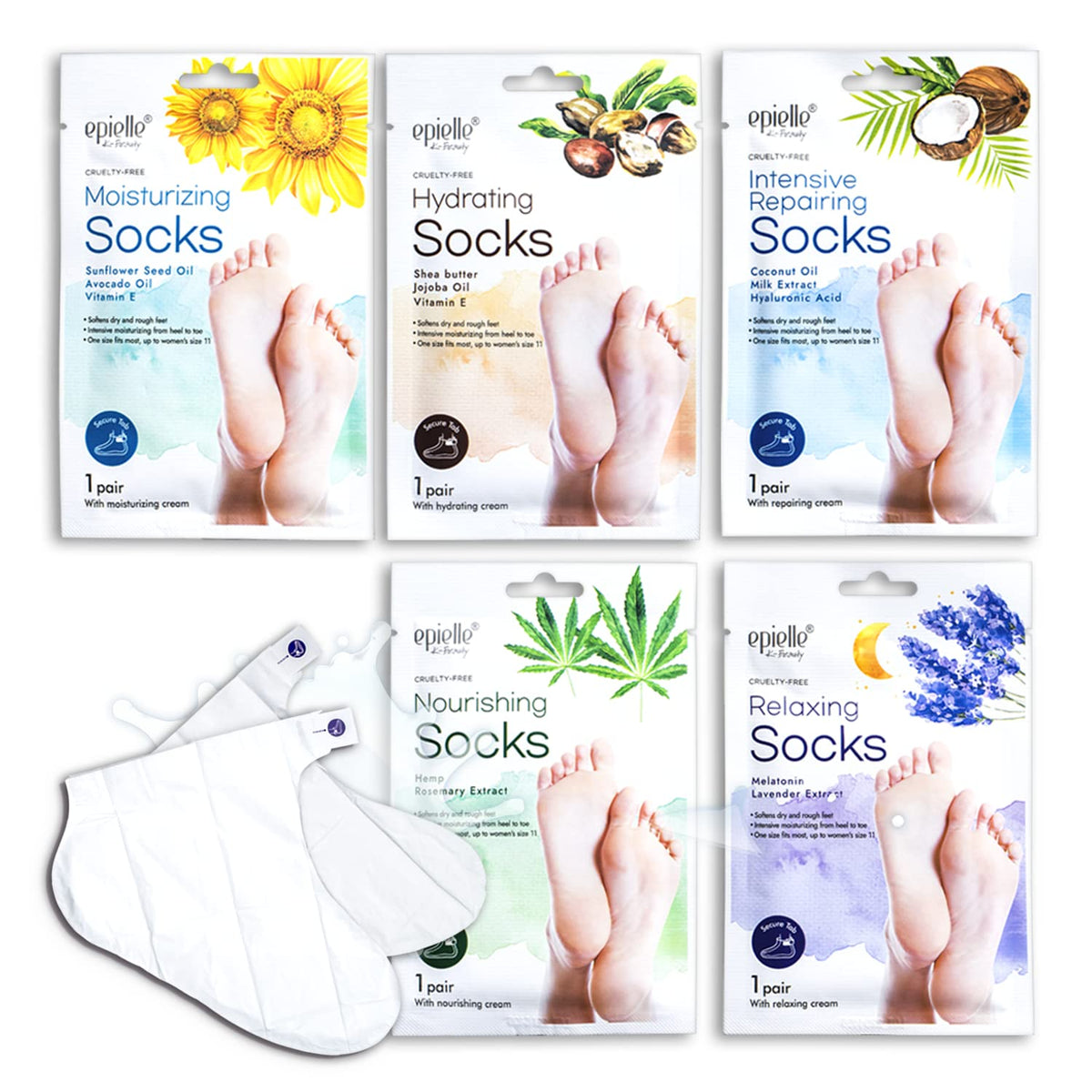 Epielle Intensive Repairing Hand Mask 6 Pairs, Soften with Coconut Oil & Milk Extract, Deep Moisturizing Gloves for Dry, Rough Skin, Self Care Gifts for Women, Spa Kit