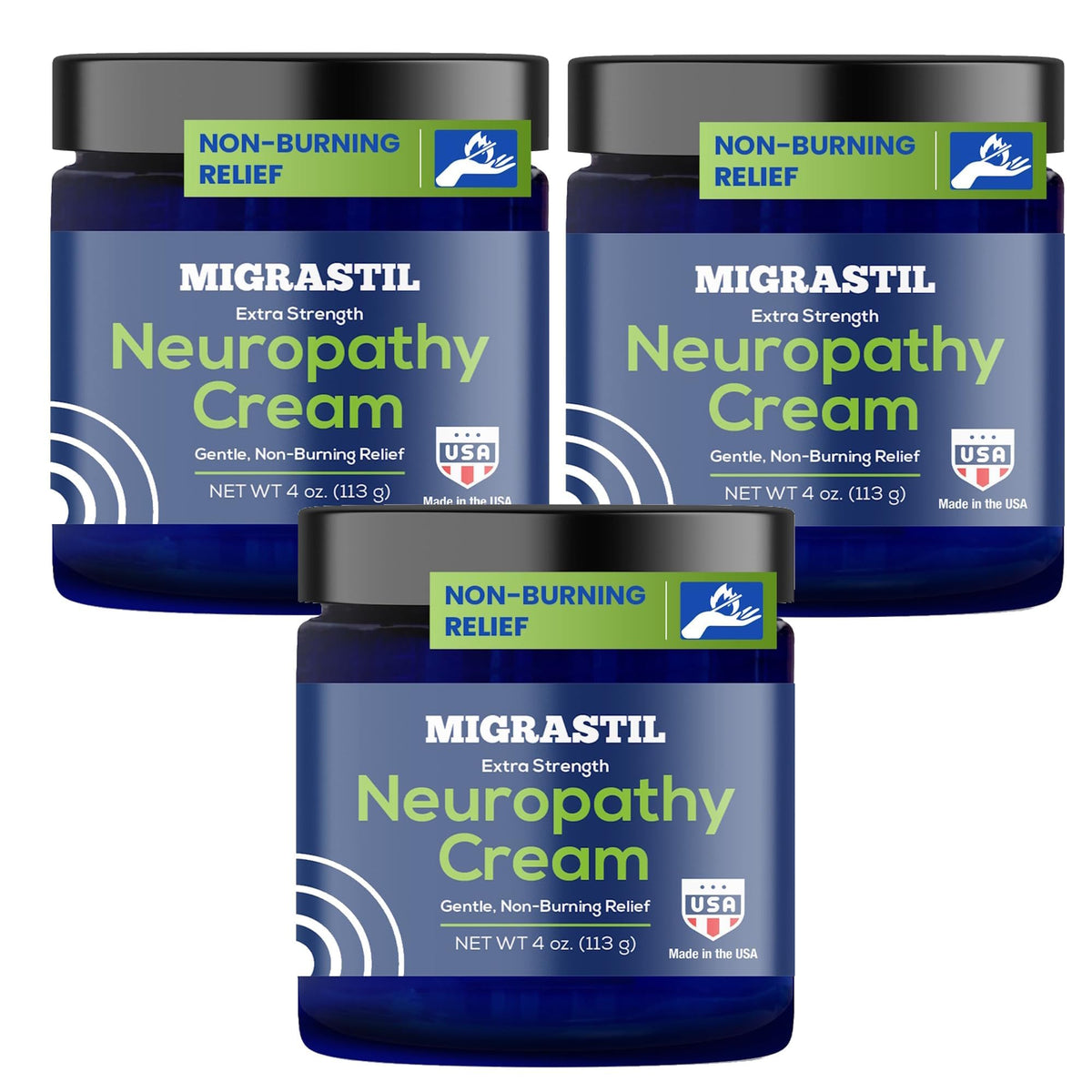 Migrastil Extra Strength Neuropathy Cream for Feet, Legs, & Hands. 4oz. USA