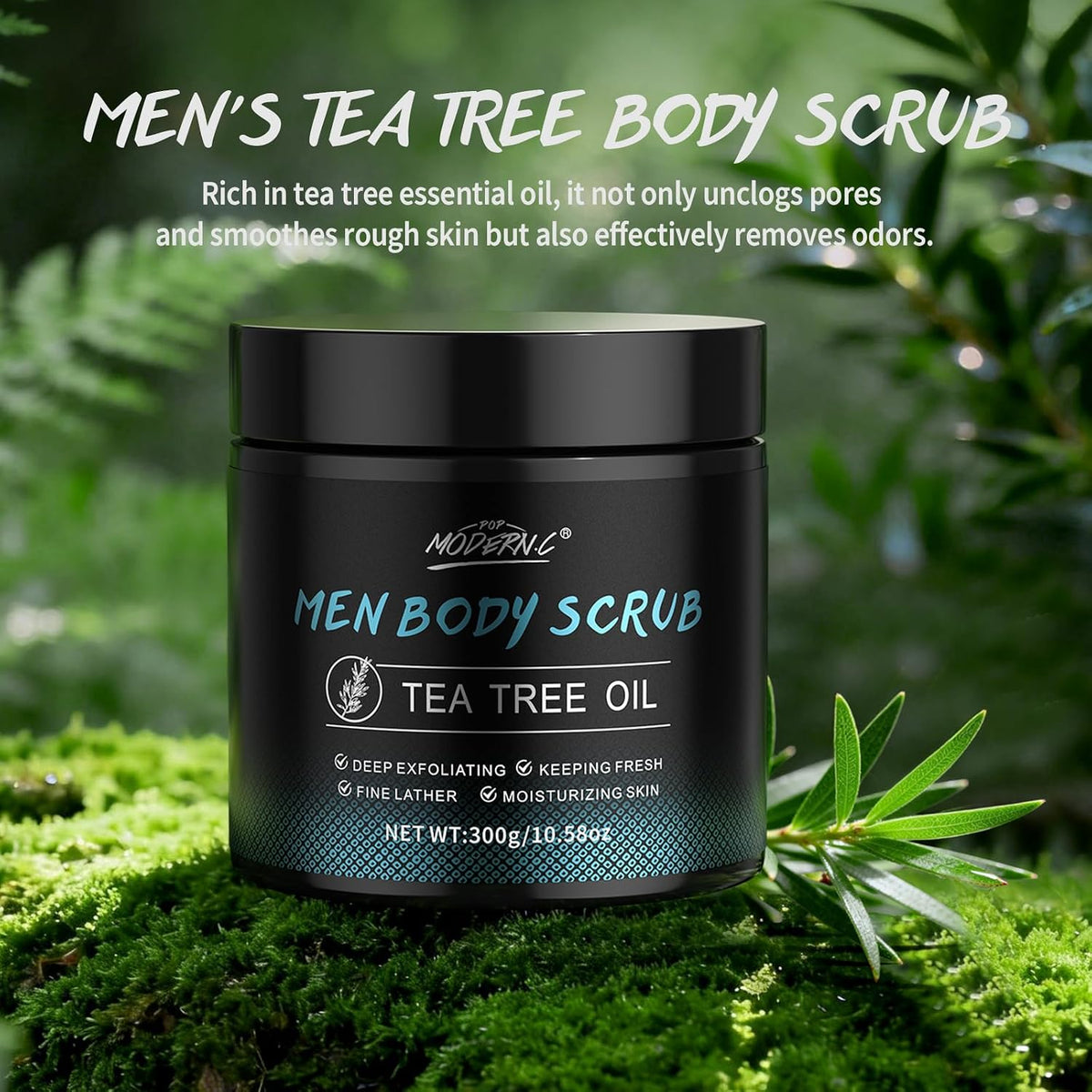 Men's Body Scrub Tea Tree Oil Mens Exfoliating Body Wash Body Scrub for Men