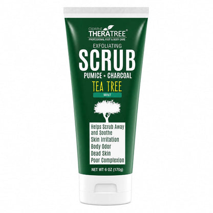 TheraTree Tea Tree Oil Exfoliating Scrub, Pumice & Charcoal, 6 oz