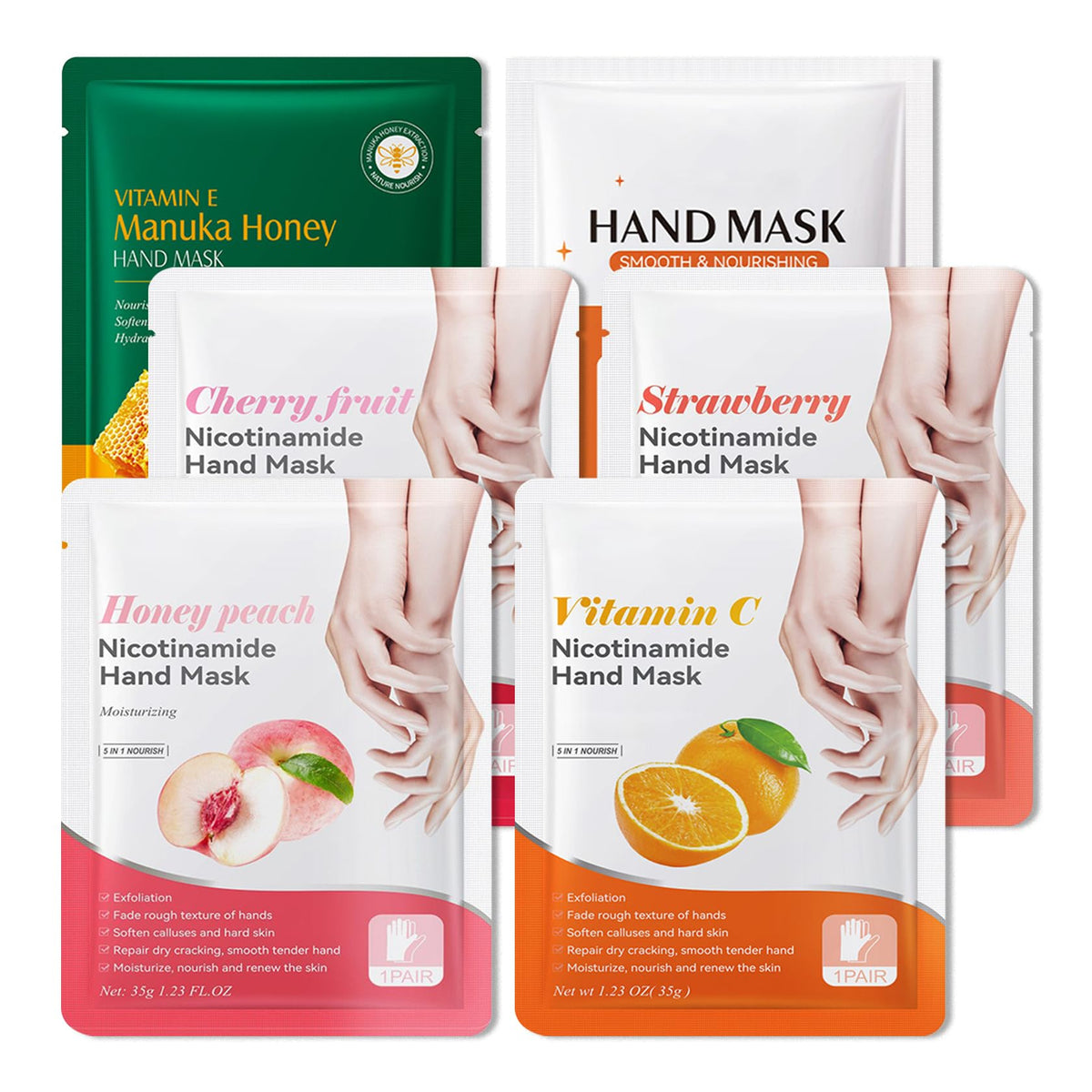 6PCS Hydrating Hand Mask Gifts Set,Intensive Cute Hand Masks for Dry Cracked Hands,Gentle Long Lasting Hand Masks Moisturizing Gloves for Soft and Smooth Touch Hands