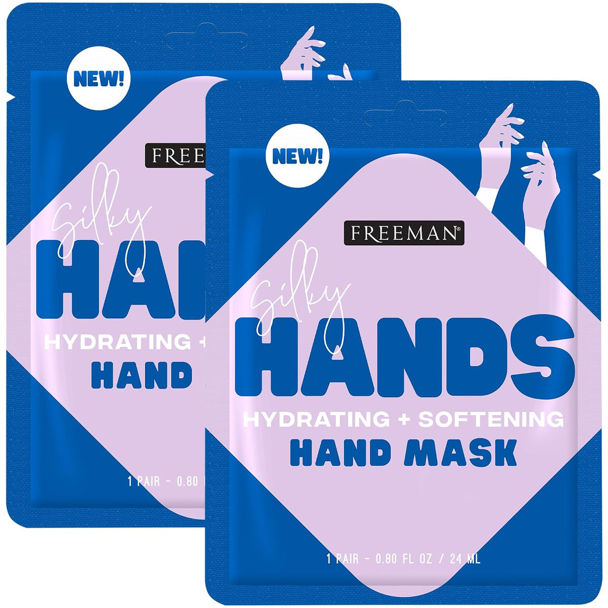 Freeman Silky Hands Hand Mask 2-Pack, Moisturizing Gloves with Coconut Oil