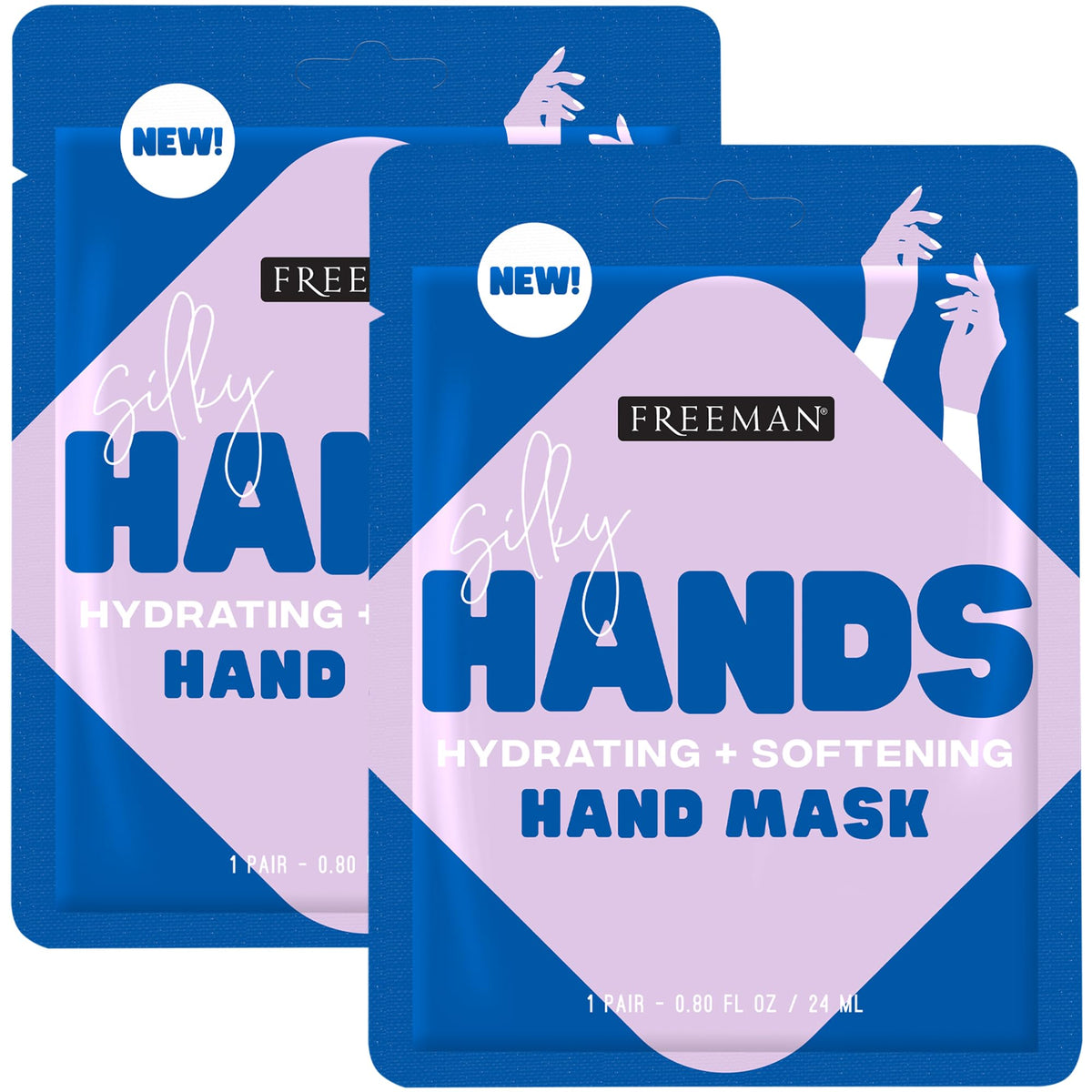 Freeman Silky Hands Hand Mask 2-Pack, Moisturizing Gloves with Coconut Oil