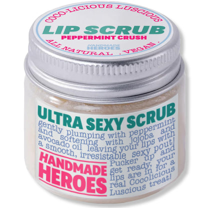 Handmade Heroes 100% Natural Lip Scrub, Vegan Conditioning Coconut Lip Exfoliator - Gentle Exfoliant, Ultra Sexy Sugar Lip Mask Polish and Scrubber for Chapped Dry and Dark Lips, 1oz (Coconut Sorbet)