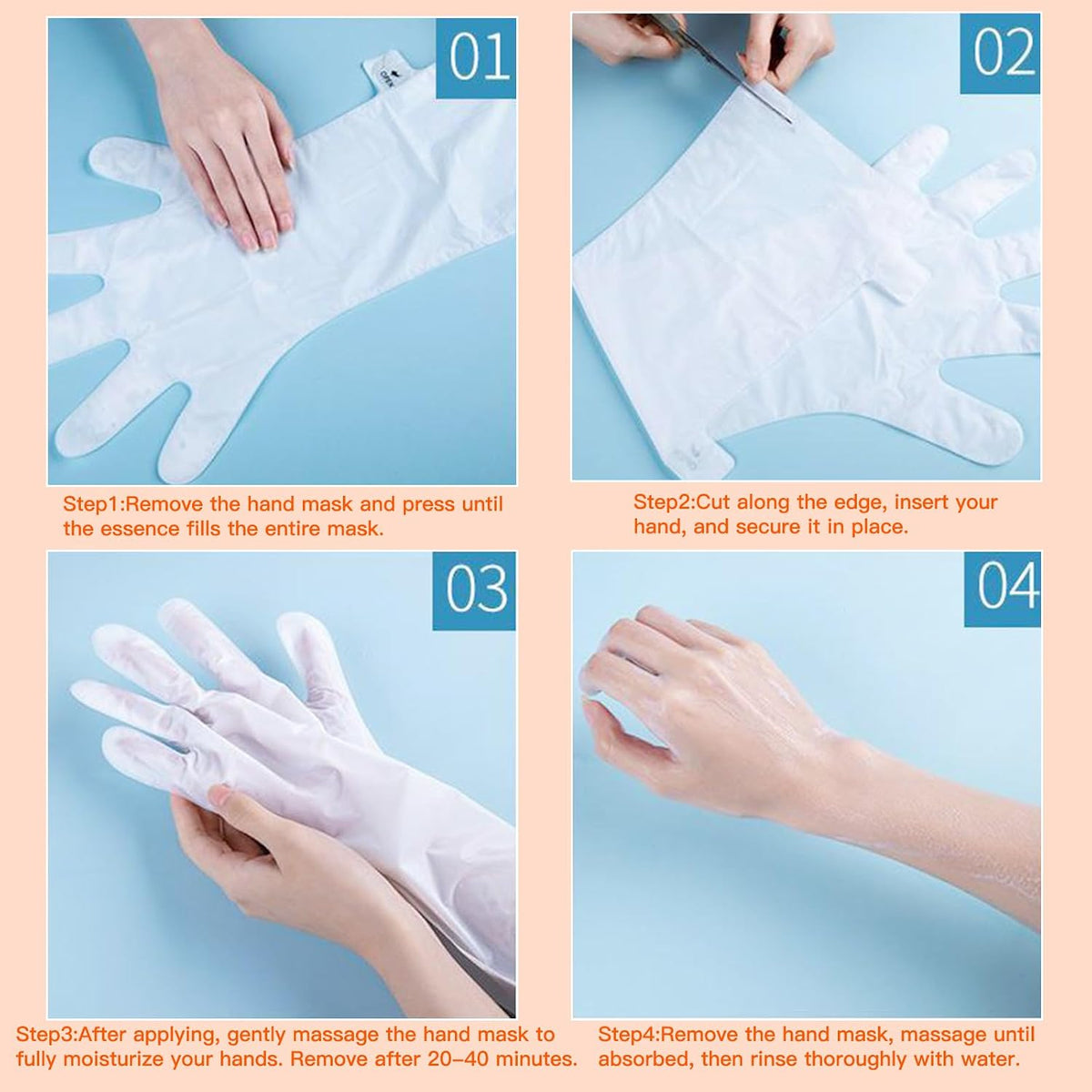3 Pairs Moisturizing Hand Mask with Avocado and Shea Butter Oil effectively soothes and repairs dry, rough hands. Natural plant-based gloves suitable for both men and women.