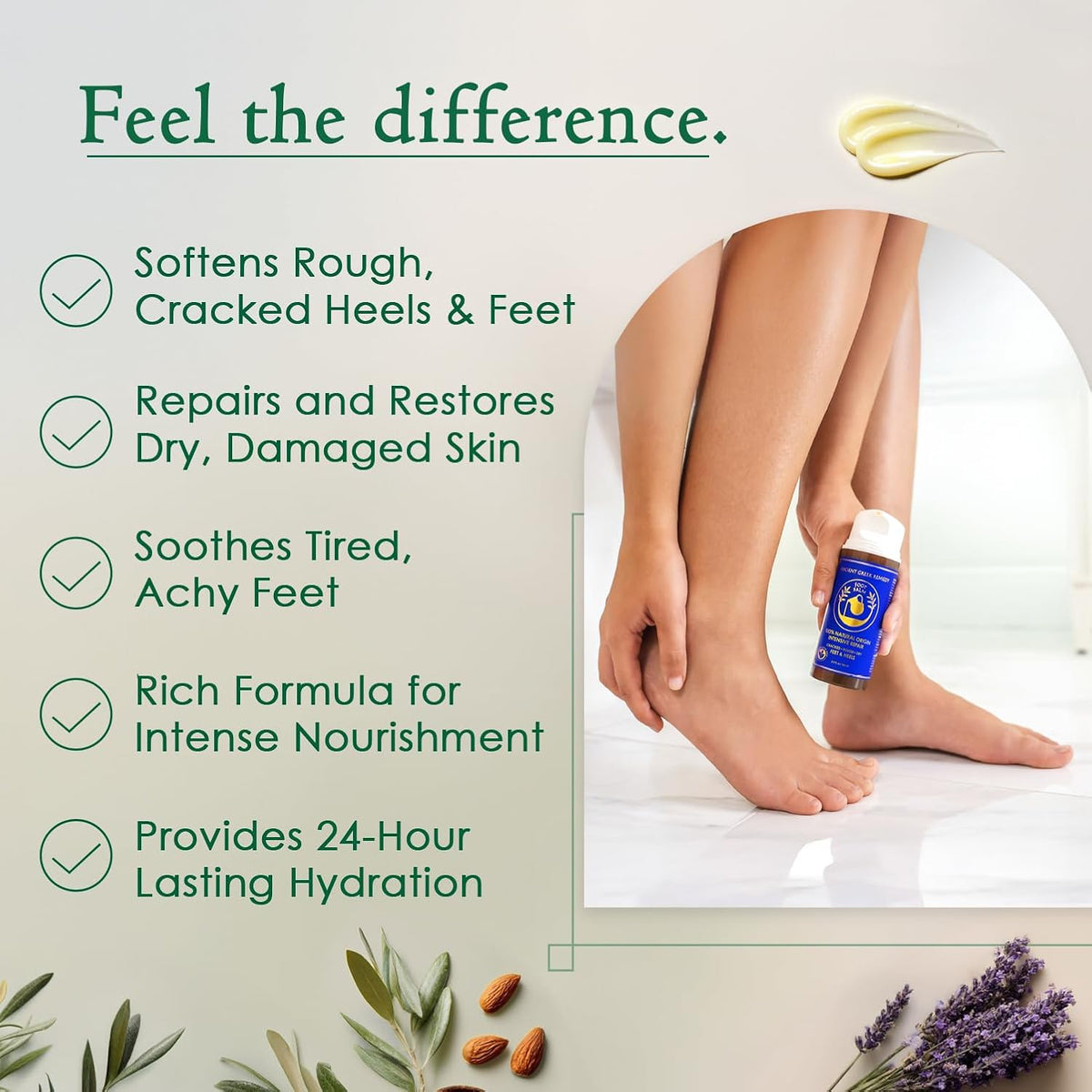 Dry Cracked Heel Repair Balm, Organic Foot Cream for Dry Feet & Callus